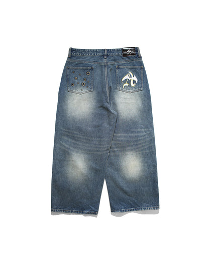 EYELET BAGGY DENIM